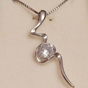 Striking Lightning Bolt Sterling Silver Pendant on Box Chain